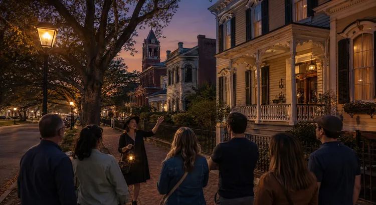 Best walking tours in Wilmington NC through the historic district at dusk