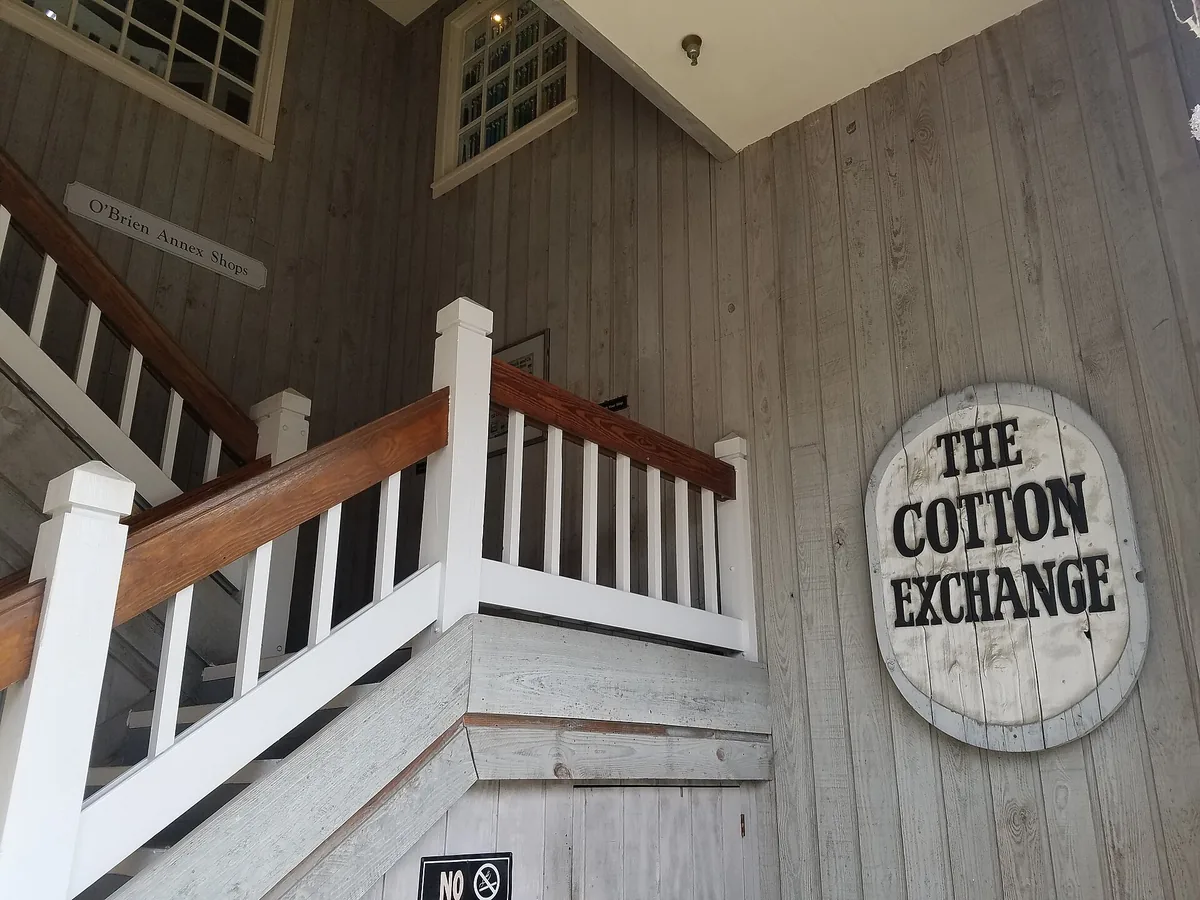 Stairway and Cotton Exchange sign inside the Wilmington complex